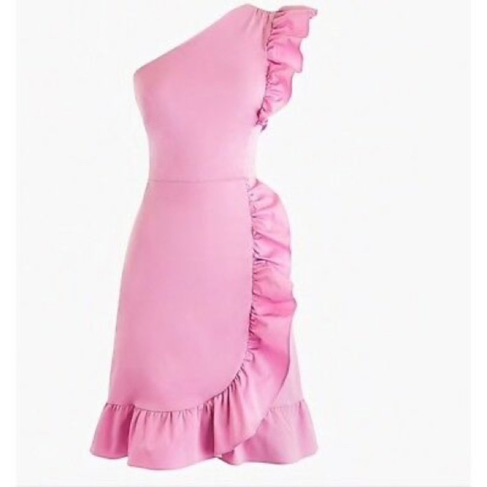 NWT J. Crew Yass One-Shoulder Ruffle Dress Size 12